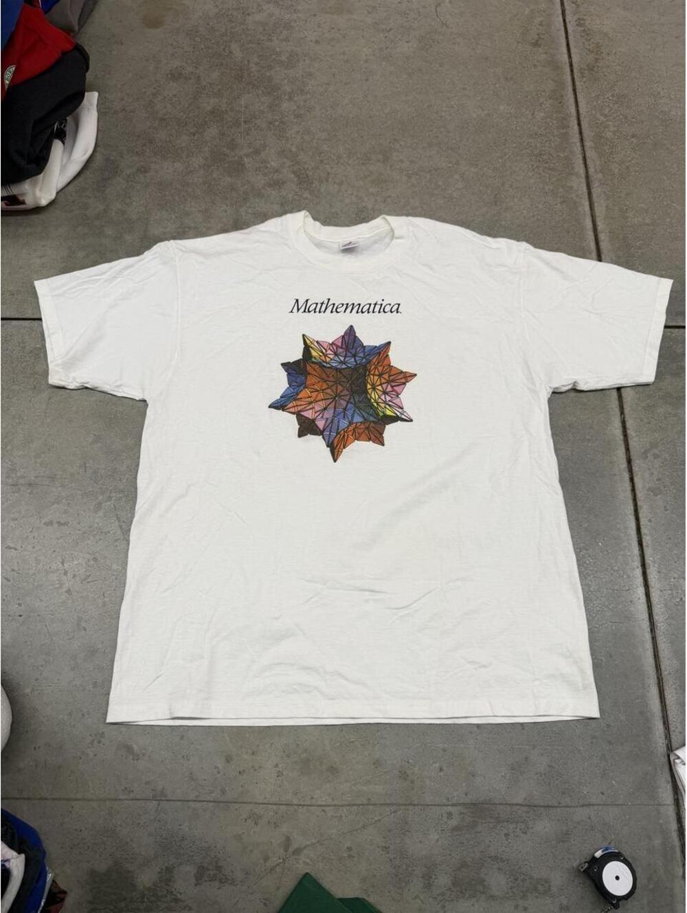 vintage mathematica made in usa white spade shirt size xl=